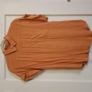 Loft Sherbet/Orange Button Up Short Sleeve Shirt